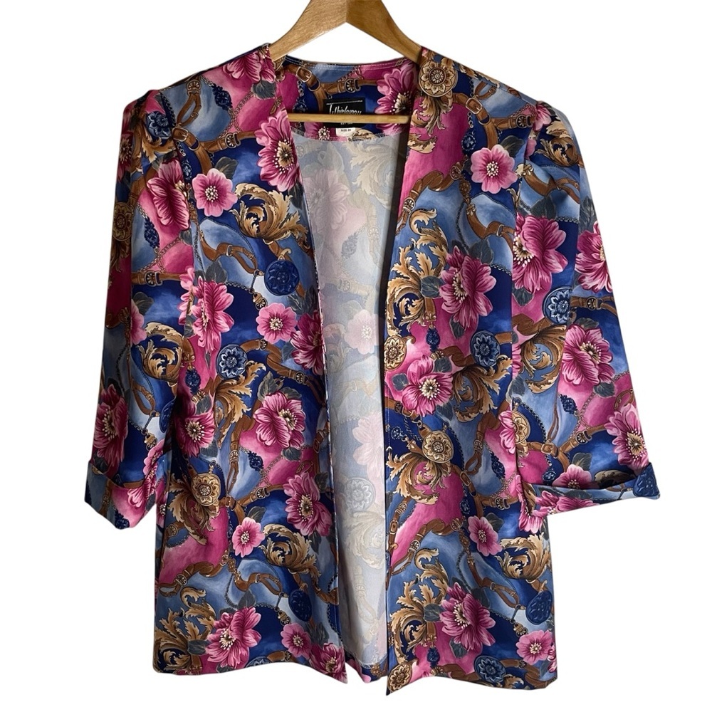 Whirlaway Frocks Vibrant Floral Blazer colorful cottagecore granny size 20 Vtg